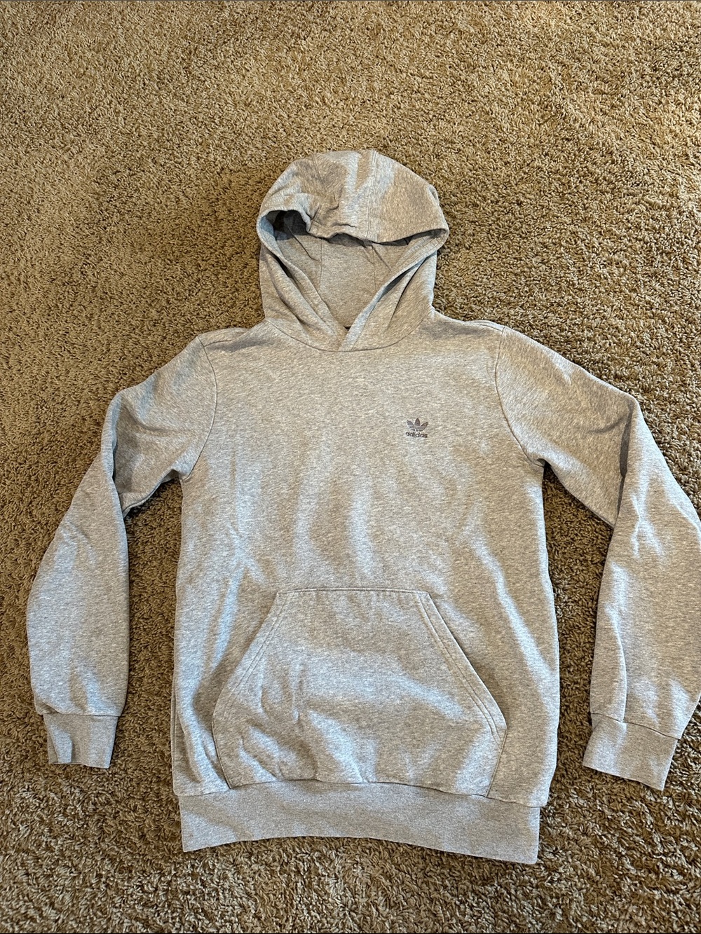 adidas Boys Light Gray Hooded Sweatshirt Sz L
